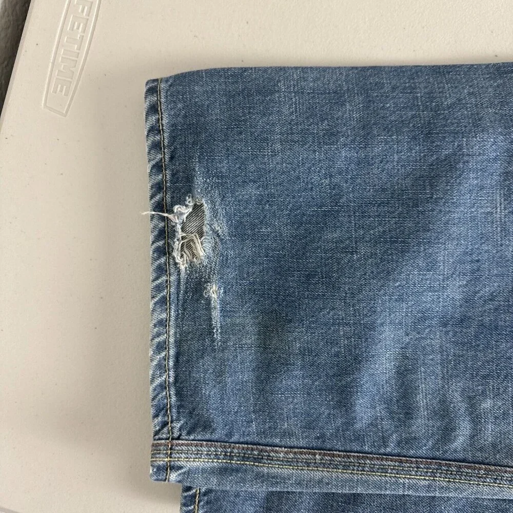 Vintage Levis Slim Straight Jeans Men 38x32 Y2k Flip Pocket Western Paint cowboy